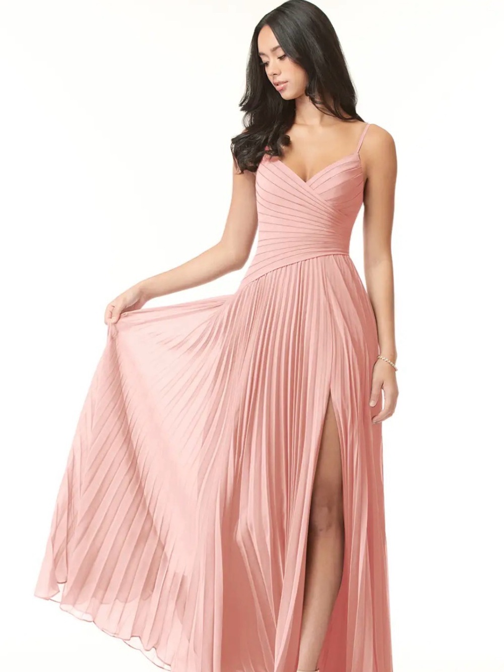Size 2 Azazie Vini Rosette Pleated A-Line Bridesmaid Dress